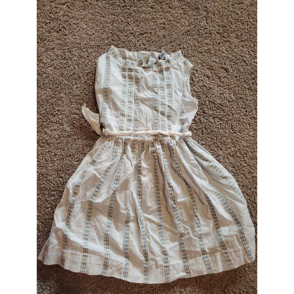 Vintage Sister Sue Frock Dress Cottagecore Striped Sleeveless 4T